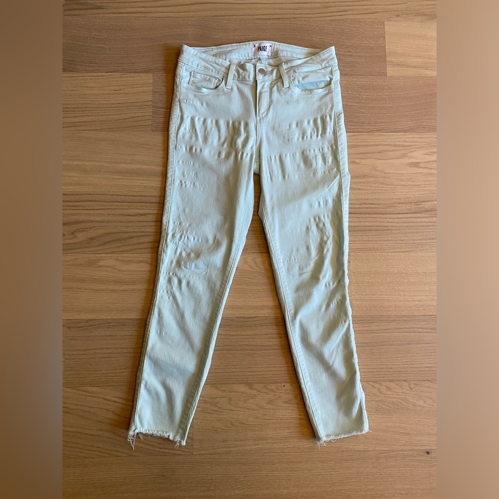 Paige Verdugo Crop Skinny Jeans - Mint Green - Size 29